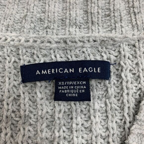American Eagle Cardigan Womens XS Extra Small Gray Knit Long Sleeve Open Front - Picture 7 of 12